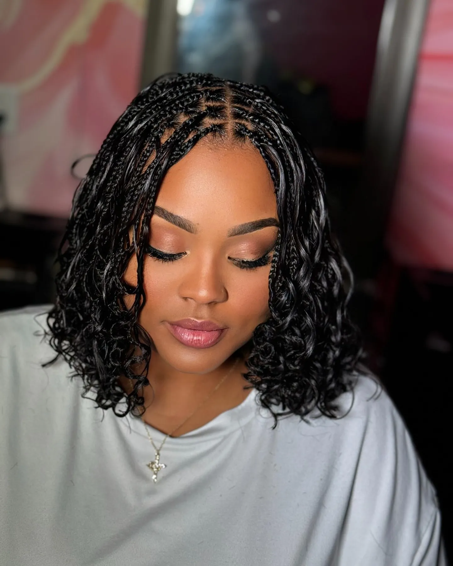 Glossy Black Curly Bob