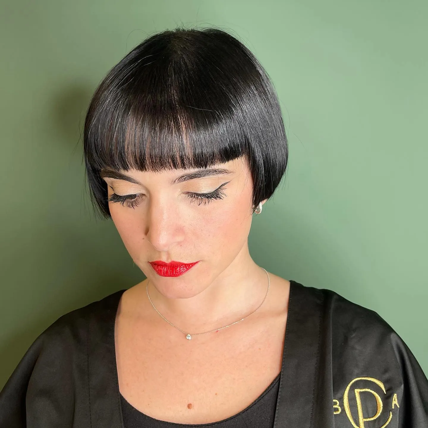 Glossy Black Rounded Bob