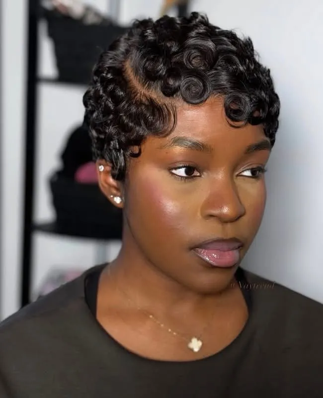 Glossy Finger Wave Pixie