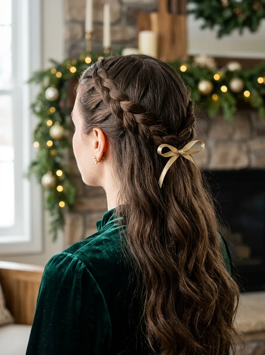 Gold Bow Braided Crown