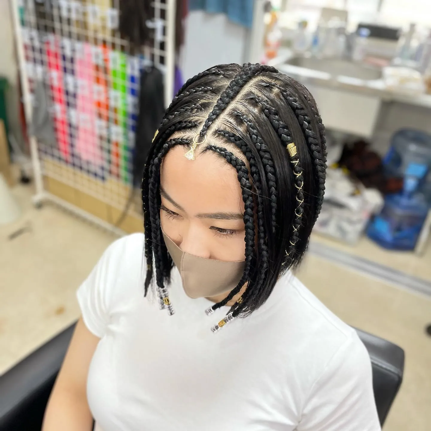 Gold Cuff Side Part Braids