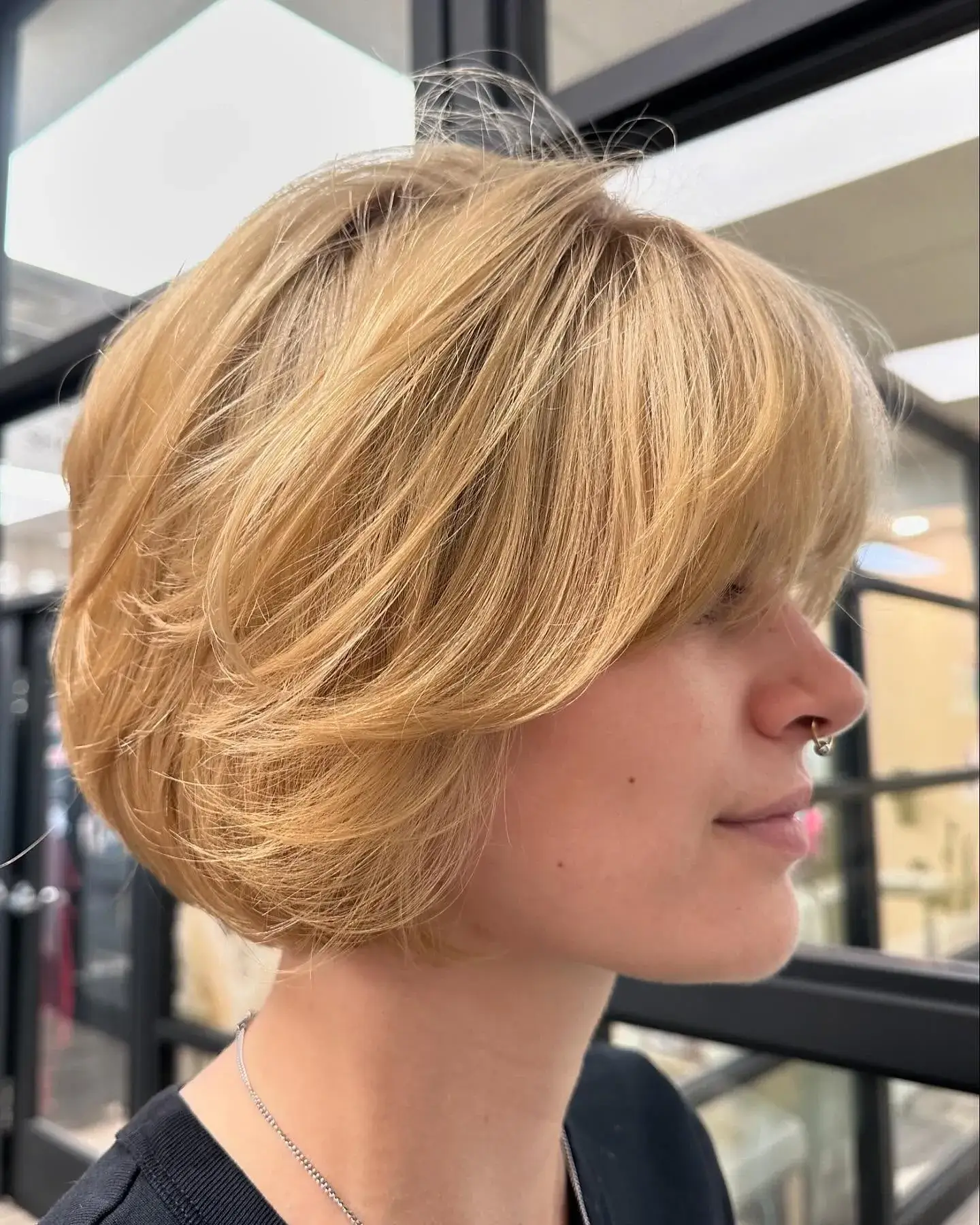 Golden Blonde Rounded Bob