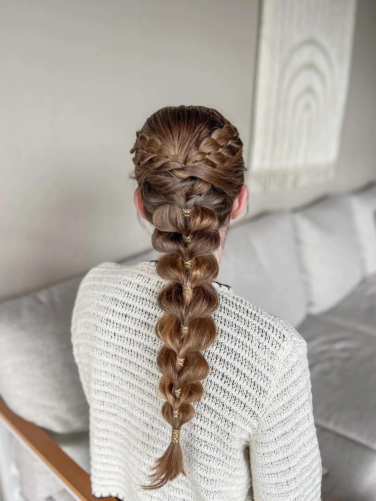 Golden Bubble Fishtail Braid