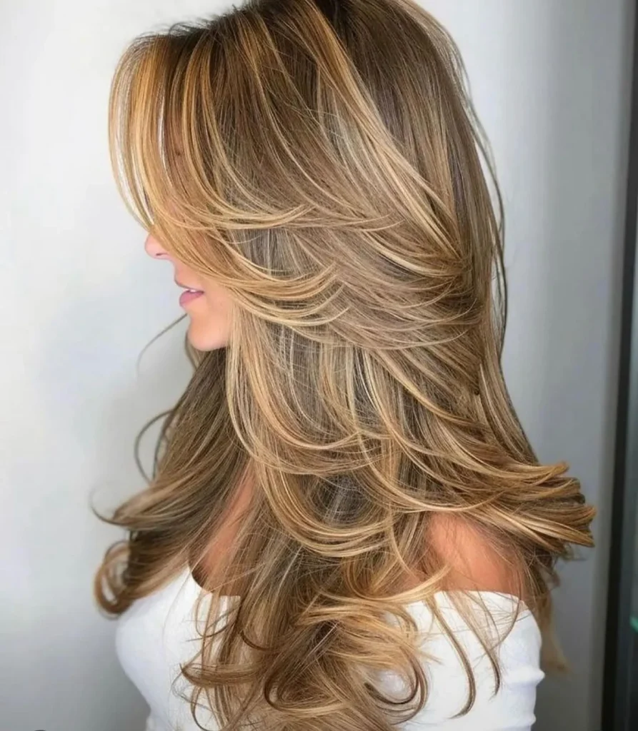 Golden Feathered Layered Waves