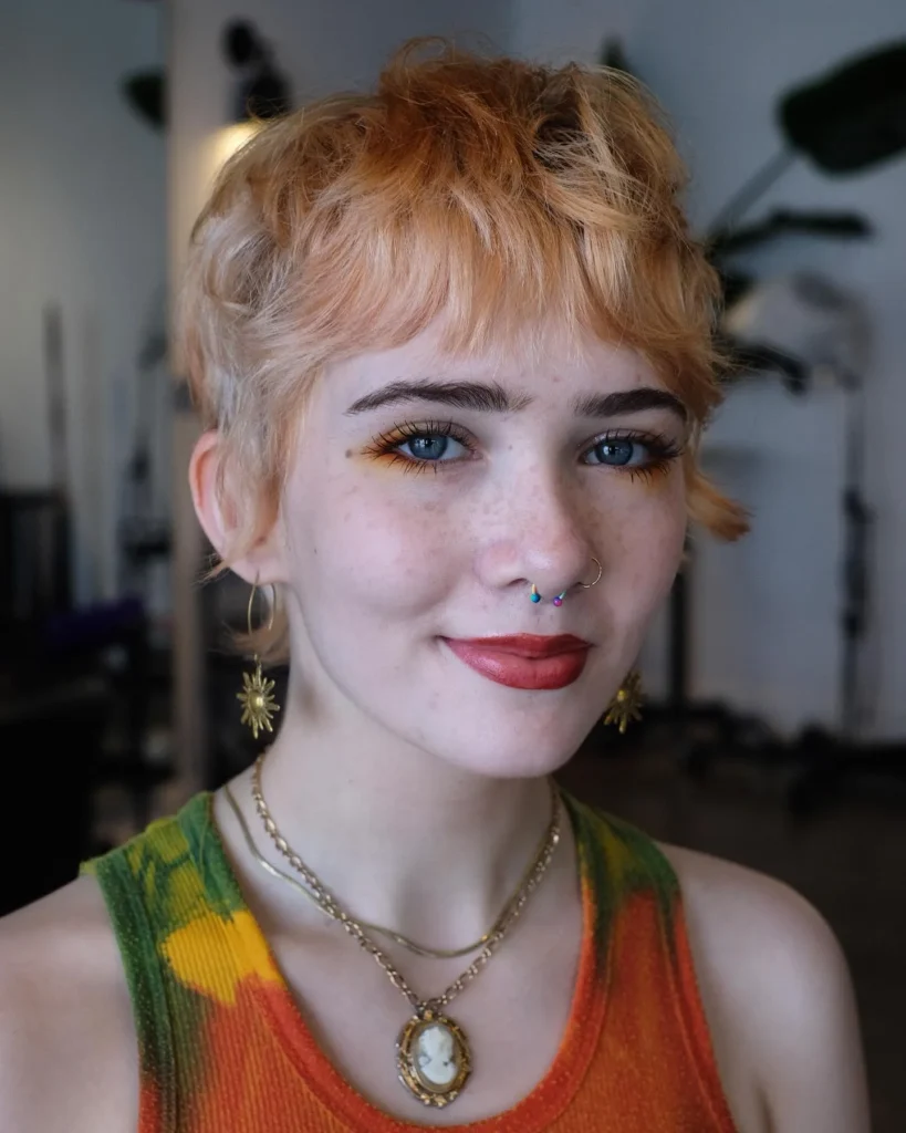 Golden Tousled Fringe Pixie