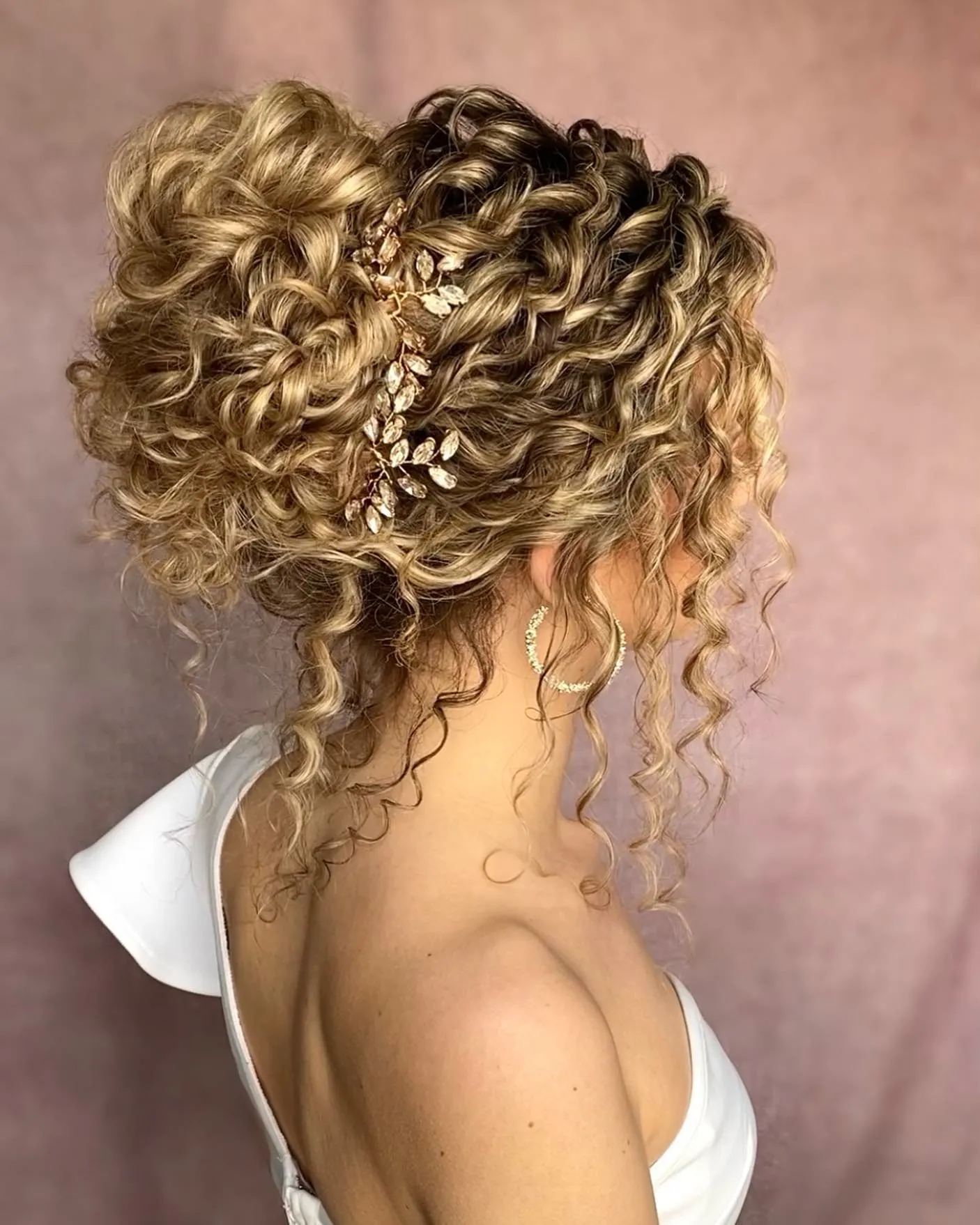 Golden Twisted Curly Chignon