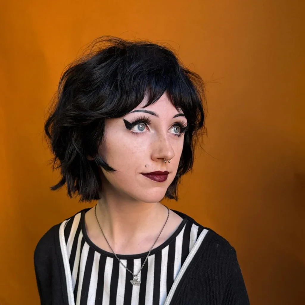 Gothic Black Shaggy Bob