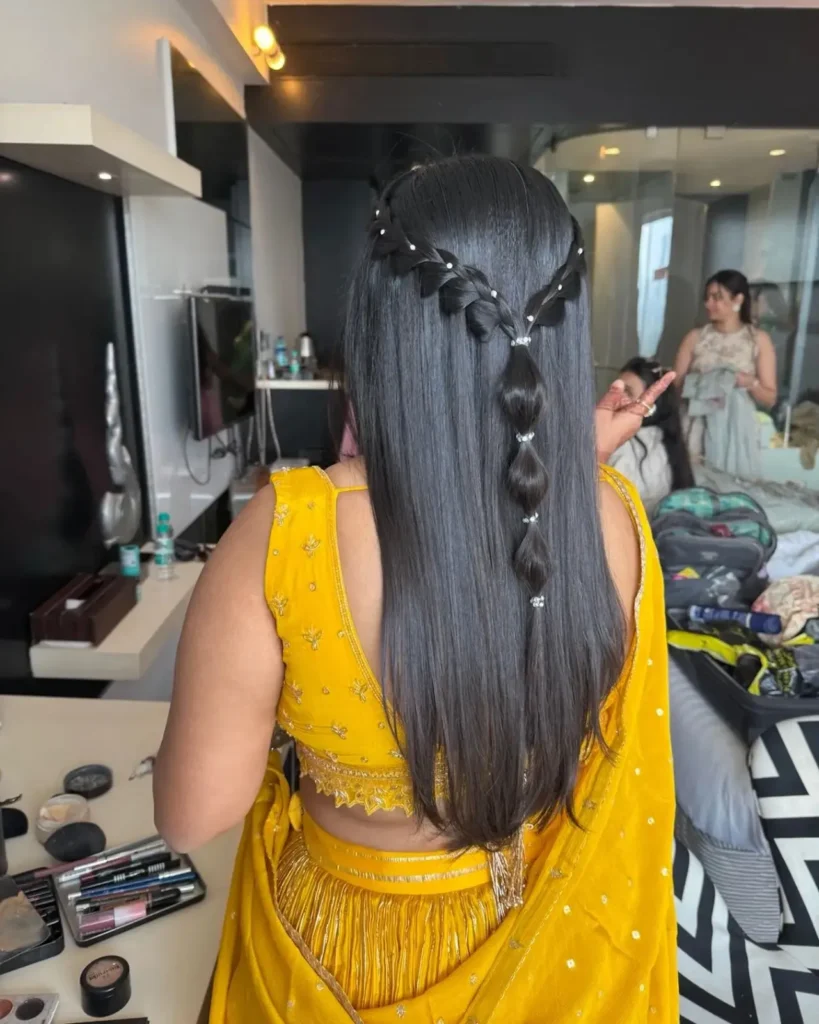 Half Up Braid Bubble Ponytail