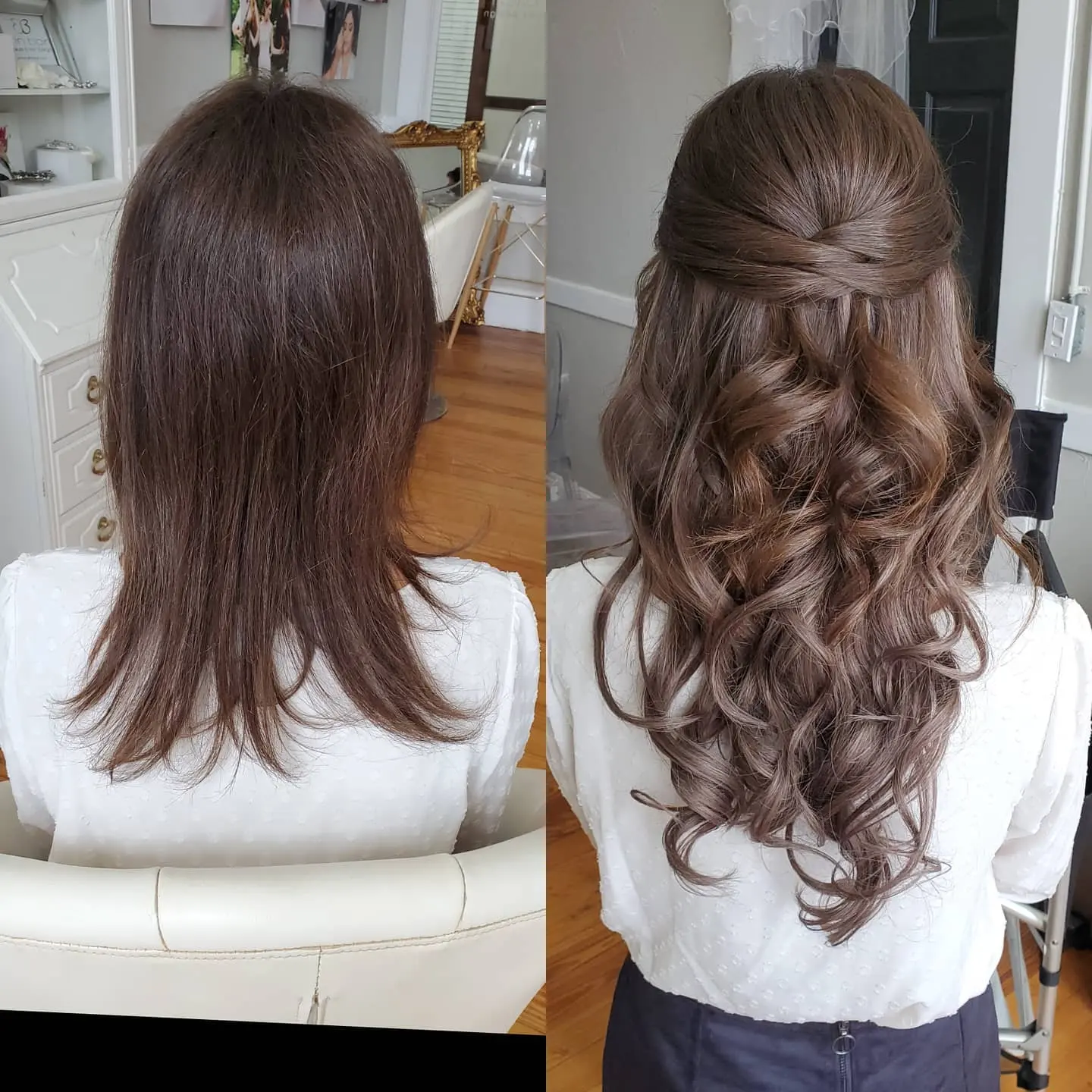 Half Up Cascading Brunette Curls