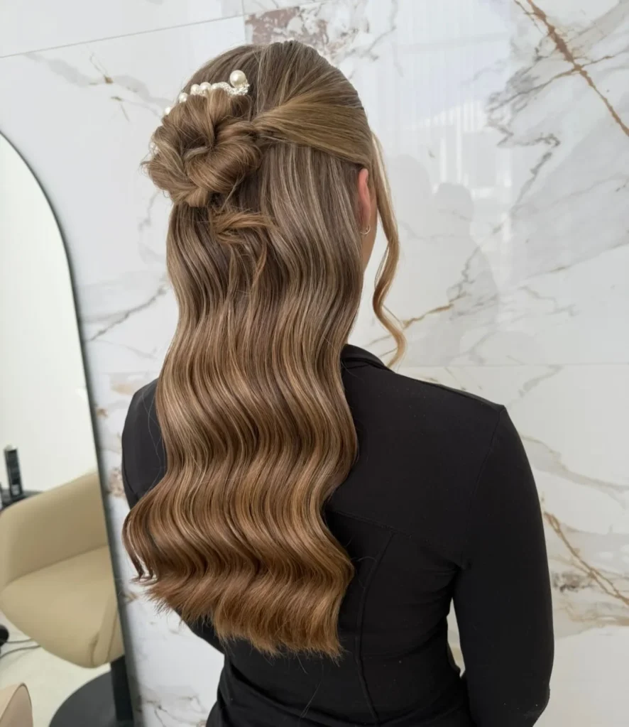 Half Up Twisted Bun Waves