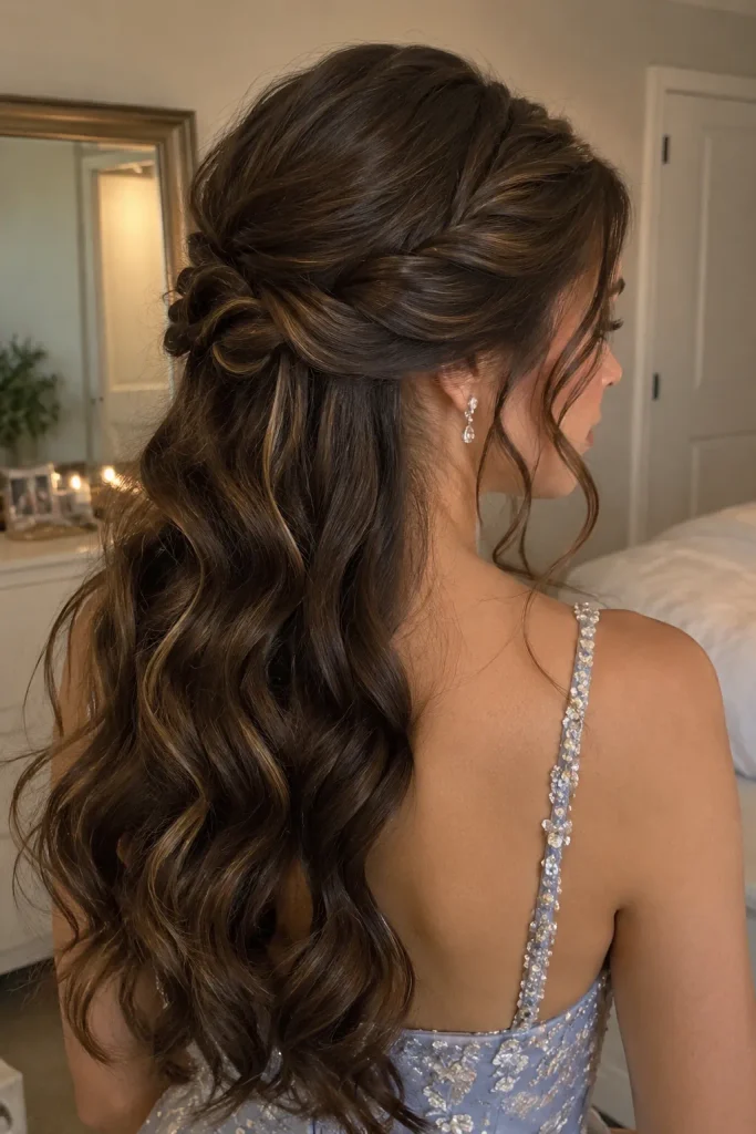 Half-Up Twisted Hollywood Waves