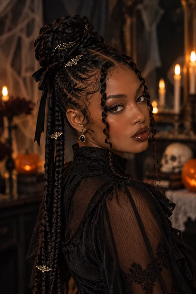 Halloween Bat Braid Updo