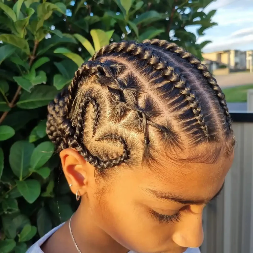 Heart Design Cornrow Accents
