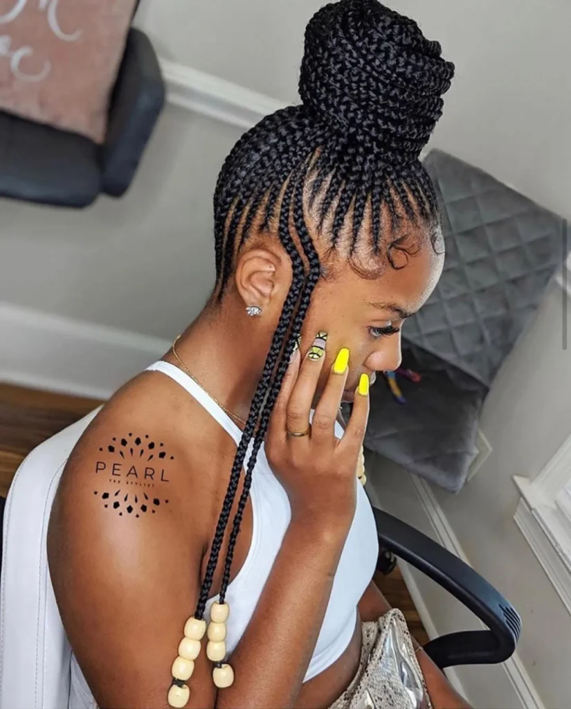High Bun Beaded Braids