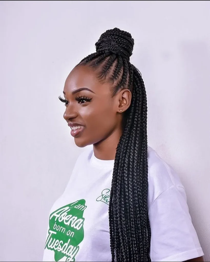High Bun Box Braids