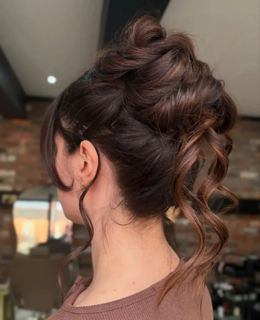 High Messy Updo with Tendrils