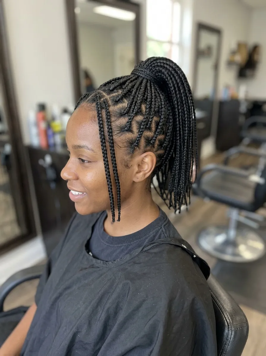 High Ponytail Short Box Braids