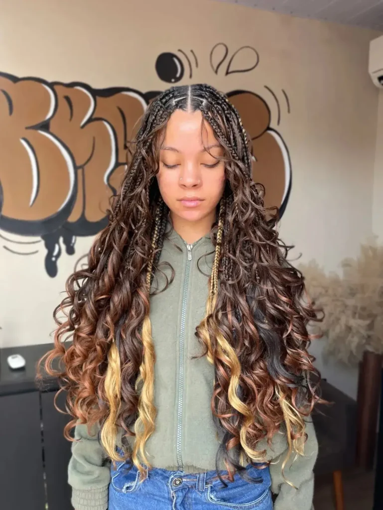 Highlighted Face-Frame Curl Braids