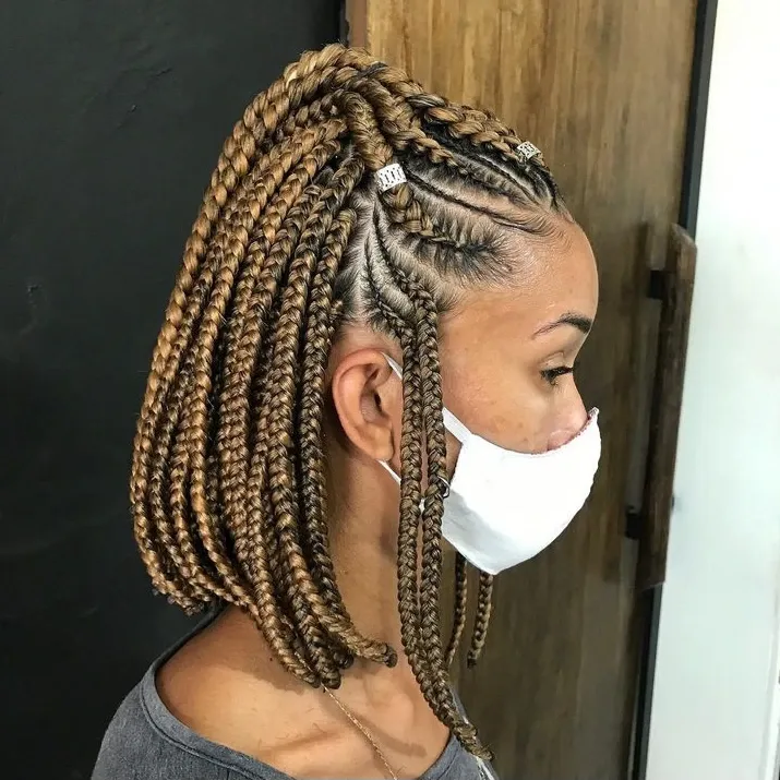 Honey Blonde Braided Bob