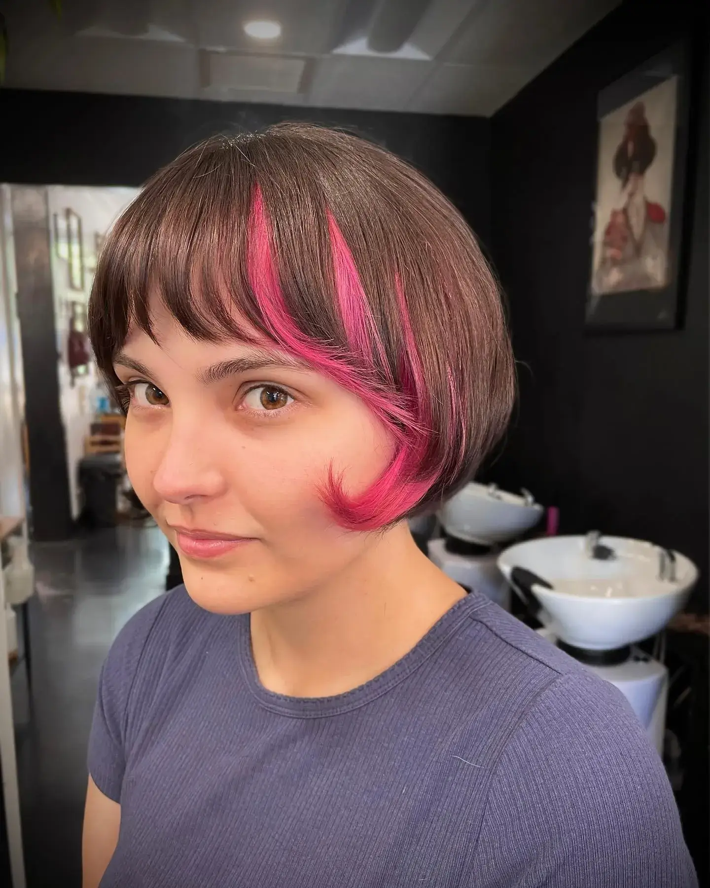 Hot Pink Face Framing Bob