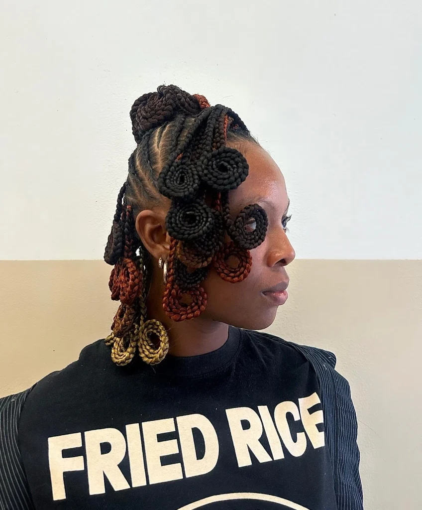 Intricate Braided Bubble Updo