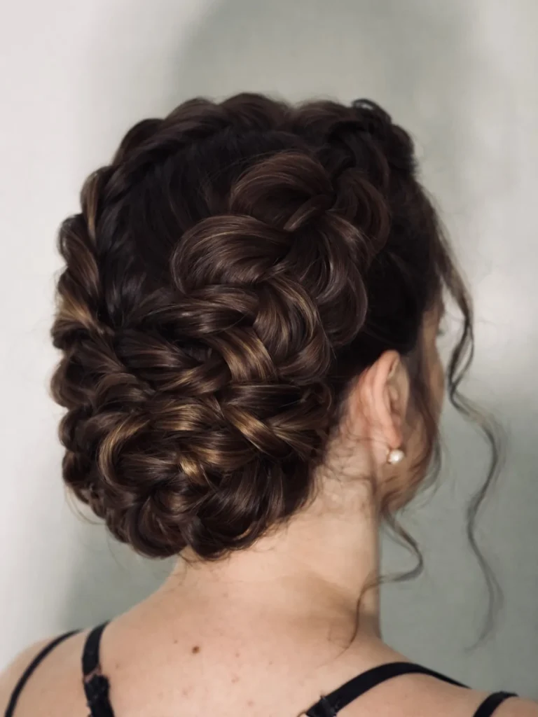 Intricate Braided Low Bun Updo