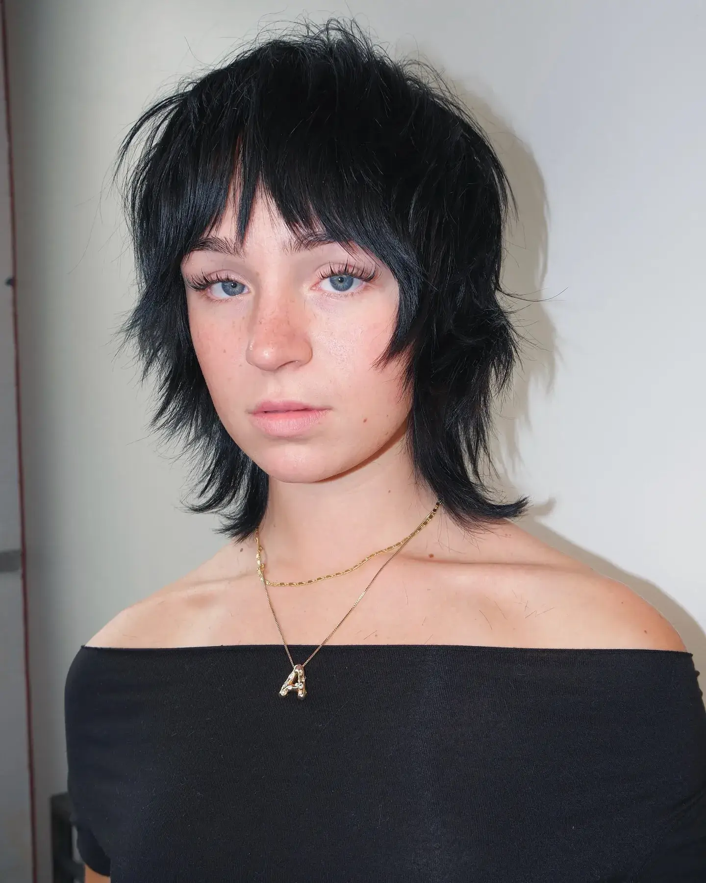 Jet Black Wolf Cut Shag