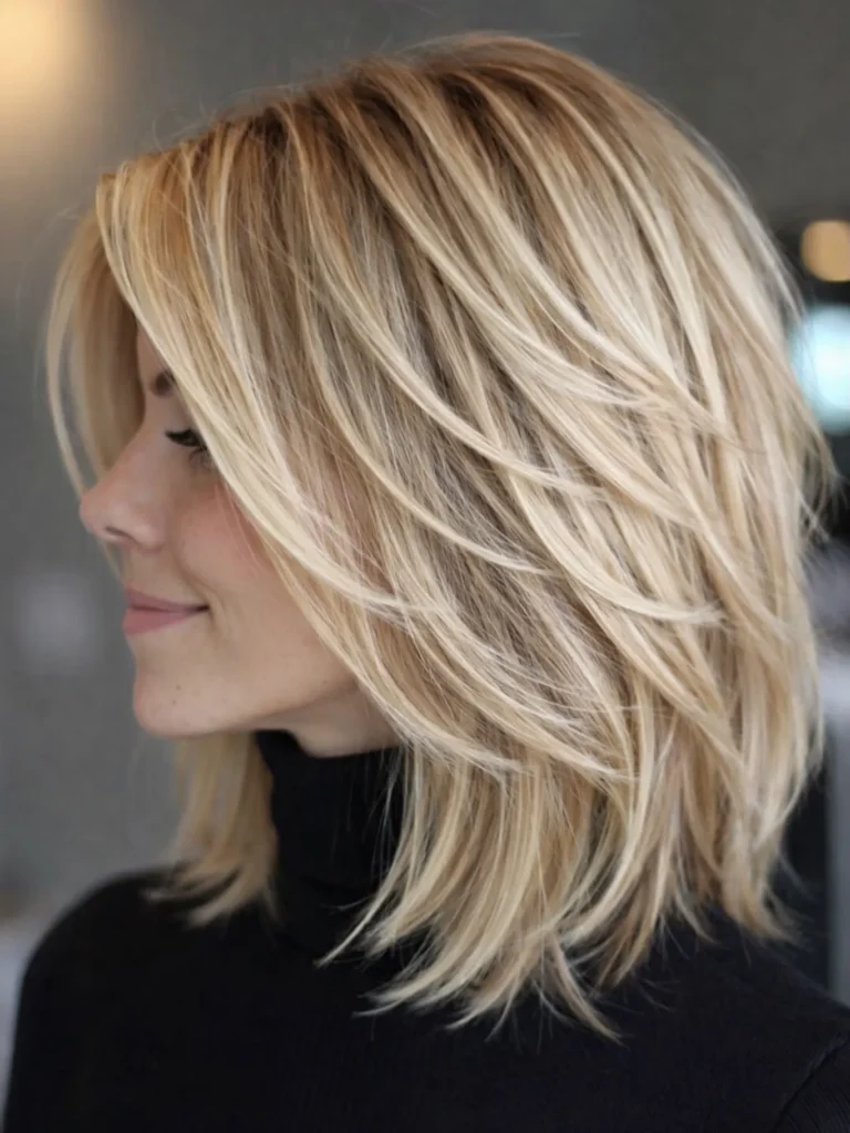 Layered Blonde Choppy Bob