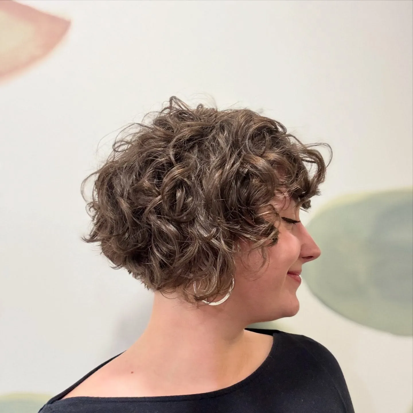 Layered Brunette Curly Crop