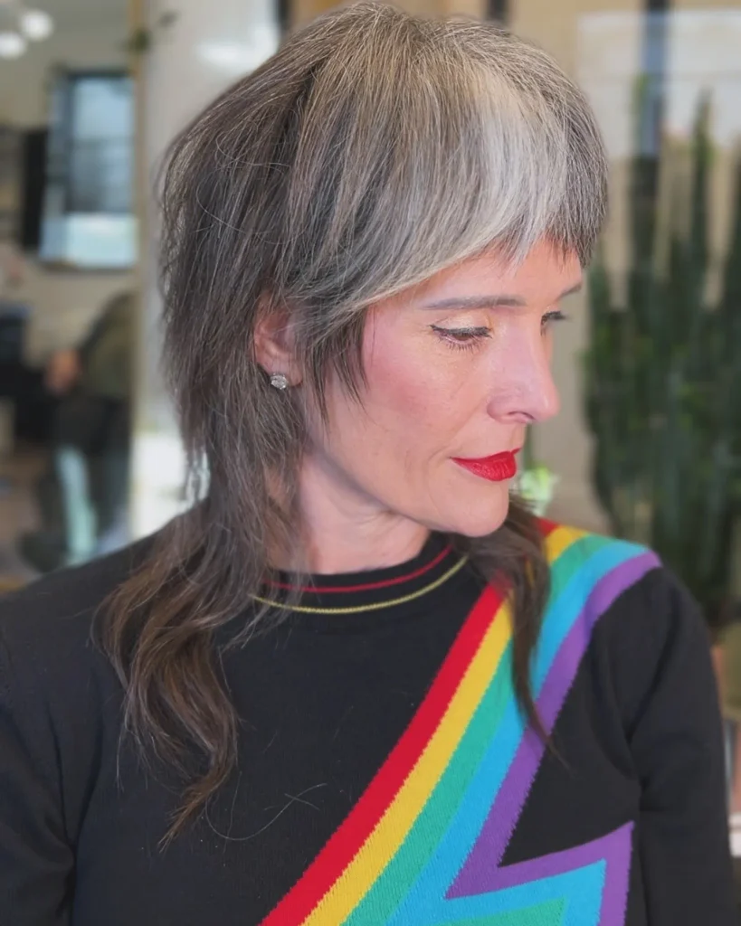 Layered Mullet with Blunt Bangs