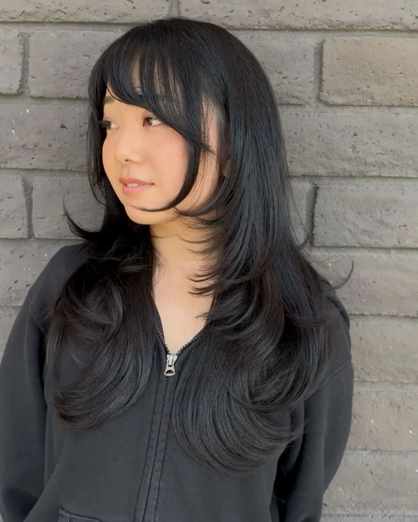Light layered feather bangs