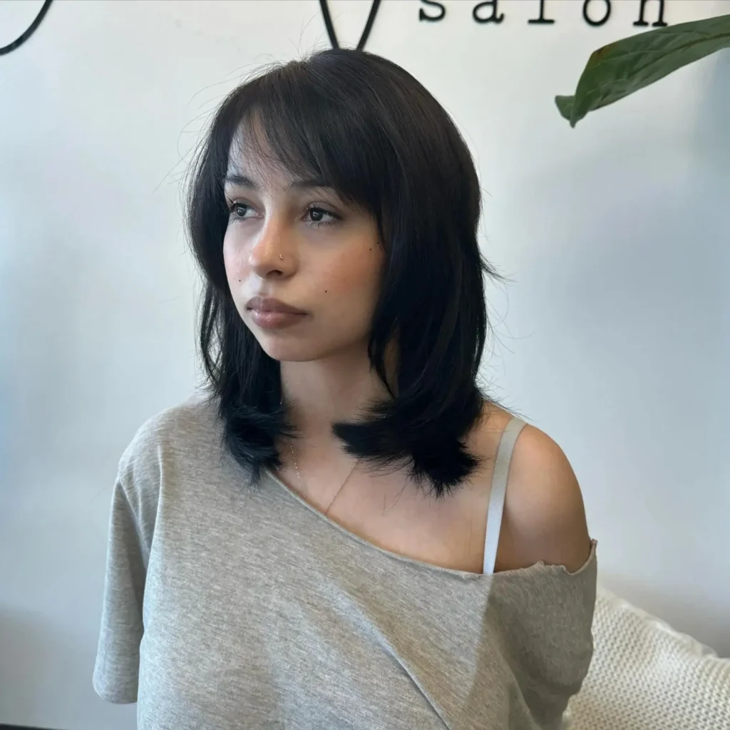 Light layered tapered bangs