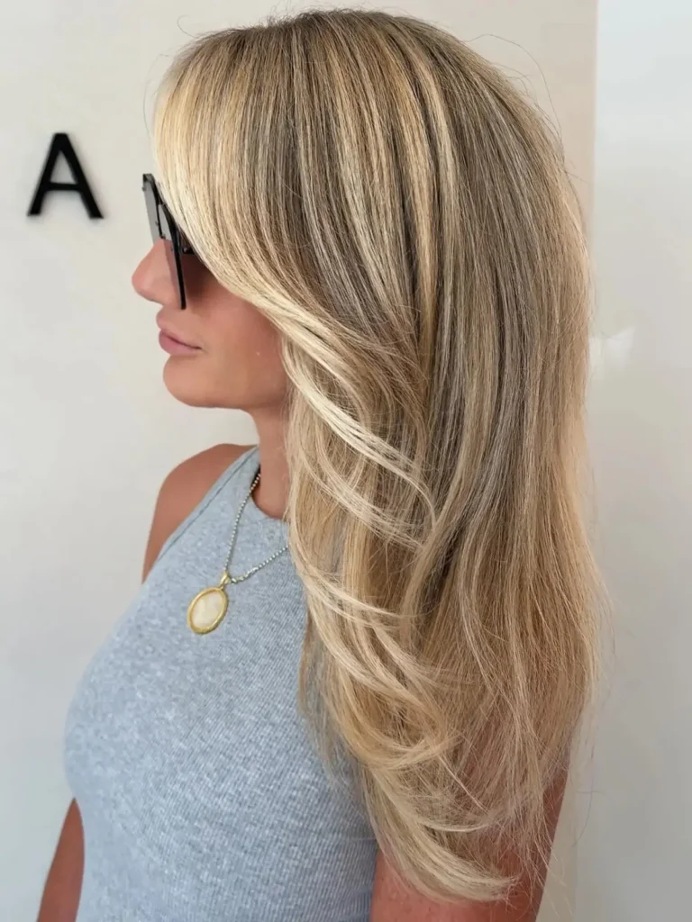 Long Feathered Blonde Layers