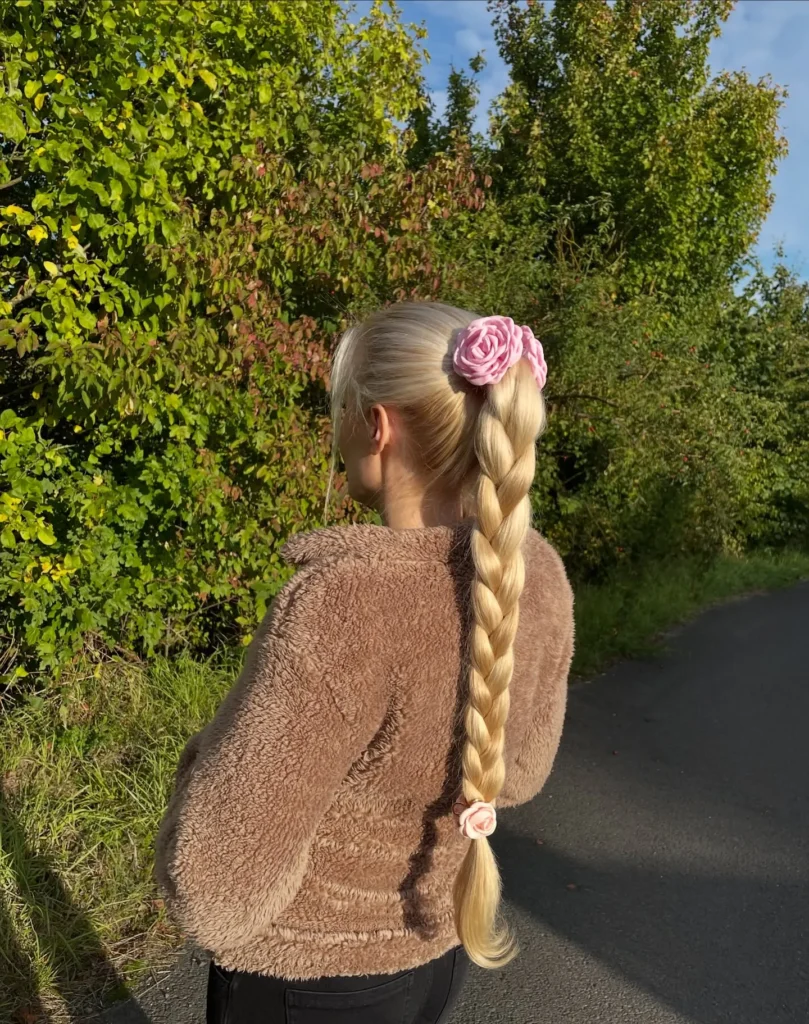 Long Thick Braid Rose Tie