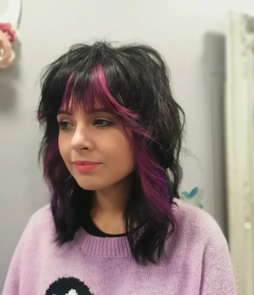 Magenta Highlighted Wolf Cut