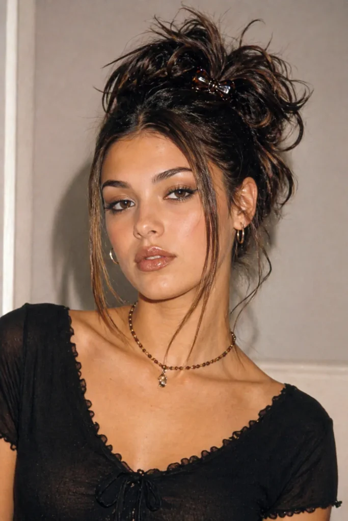 Messy 90s Claw Clip Updo