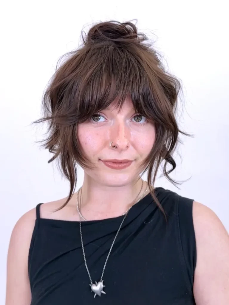 Messy textured shag bangs
