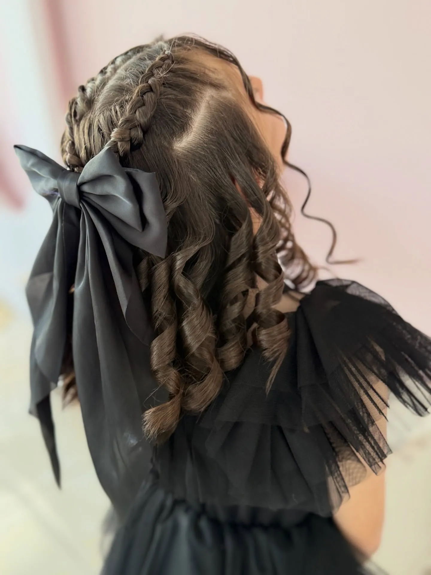 Midnight Bow Braided Curls