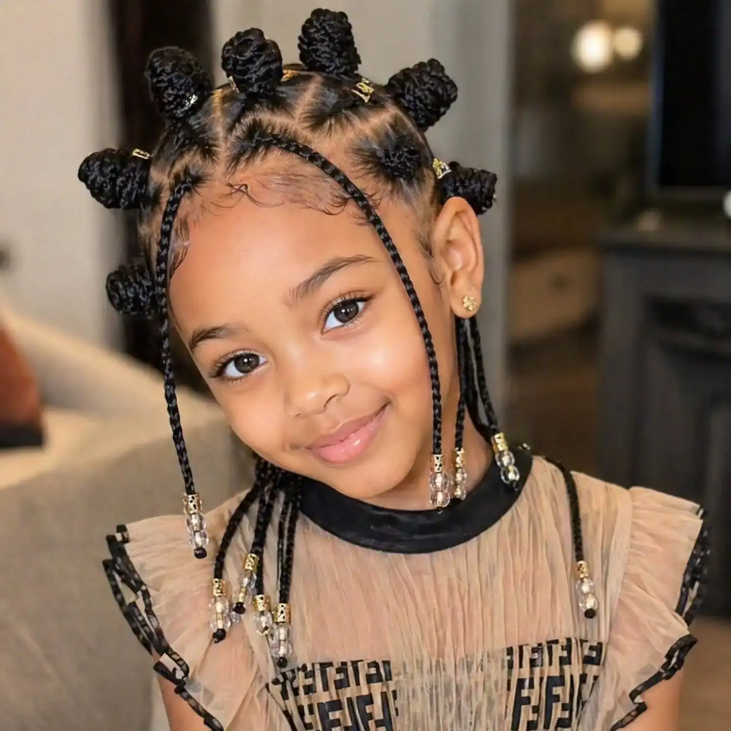 Mini Bantu Knots With Braids
