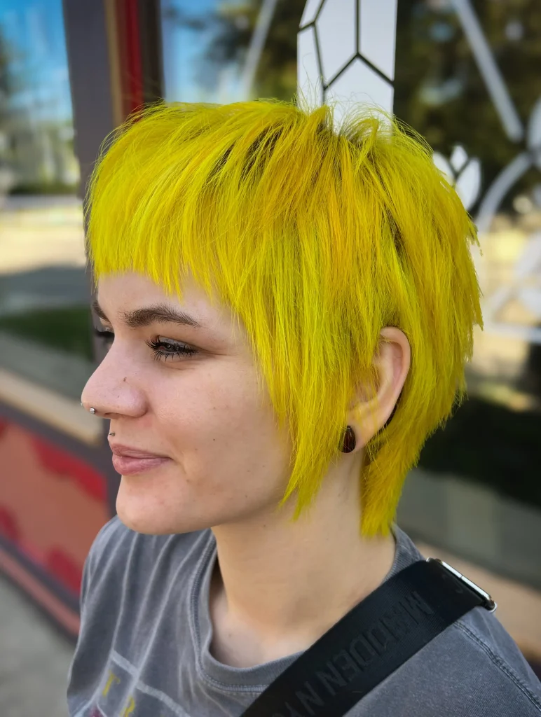 Neon Yellow Pixie Mullet