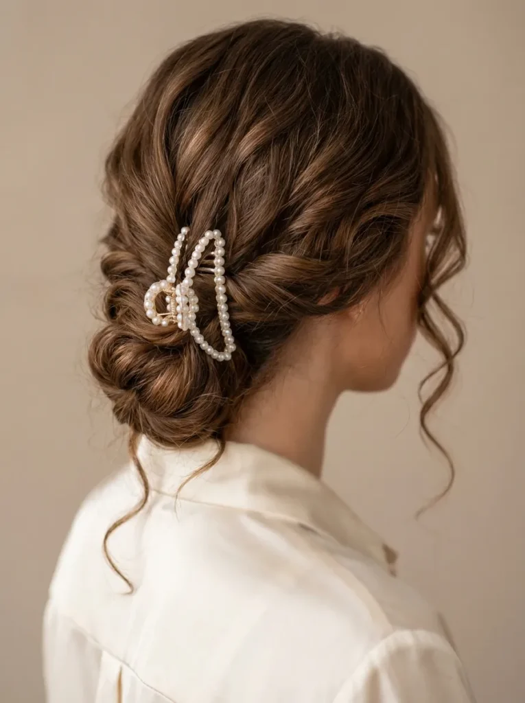  Pearl Accent Clip Updo