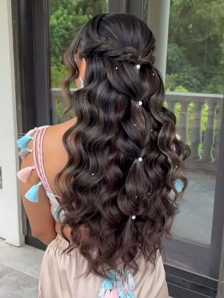 Pearl Accent Half Up Waves