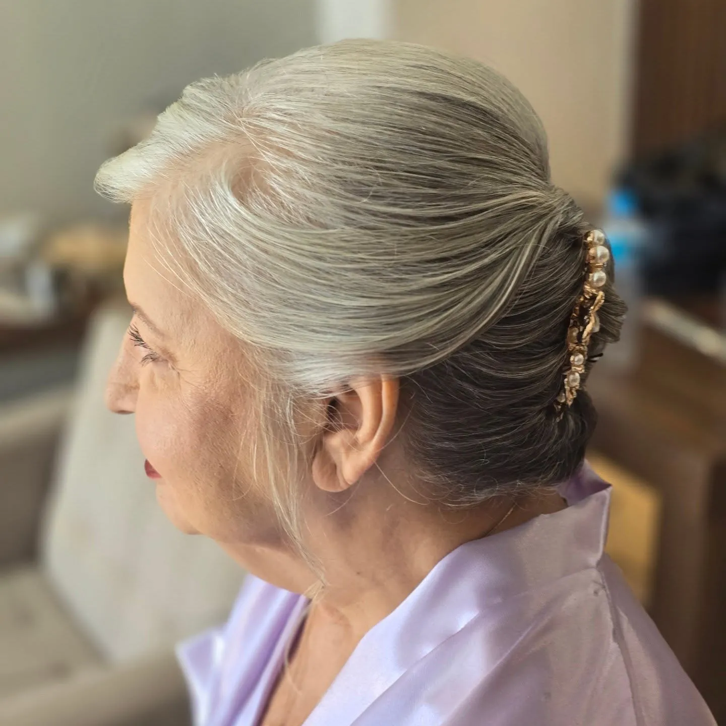 Pearl Barrette Low Bun