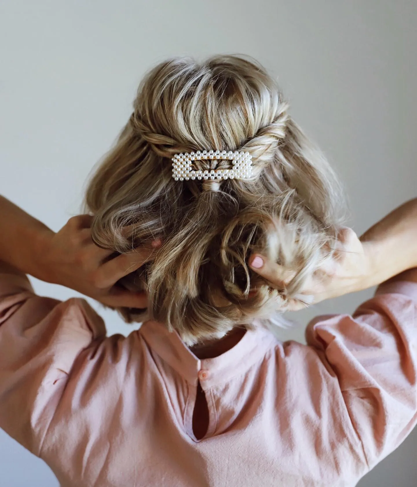 Pearl Barrette Twisted Halfup