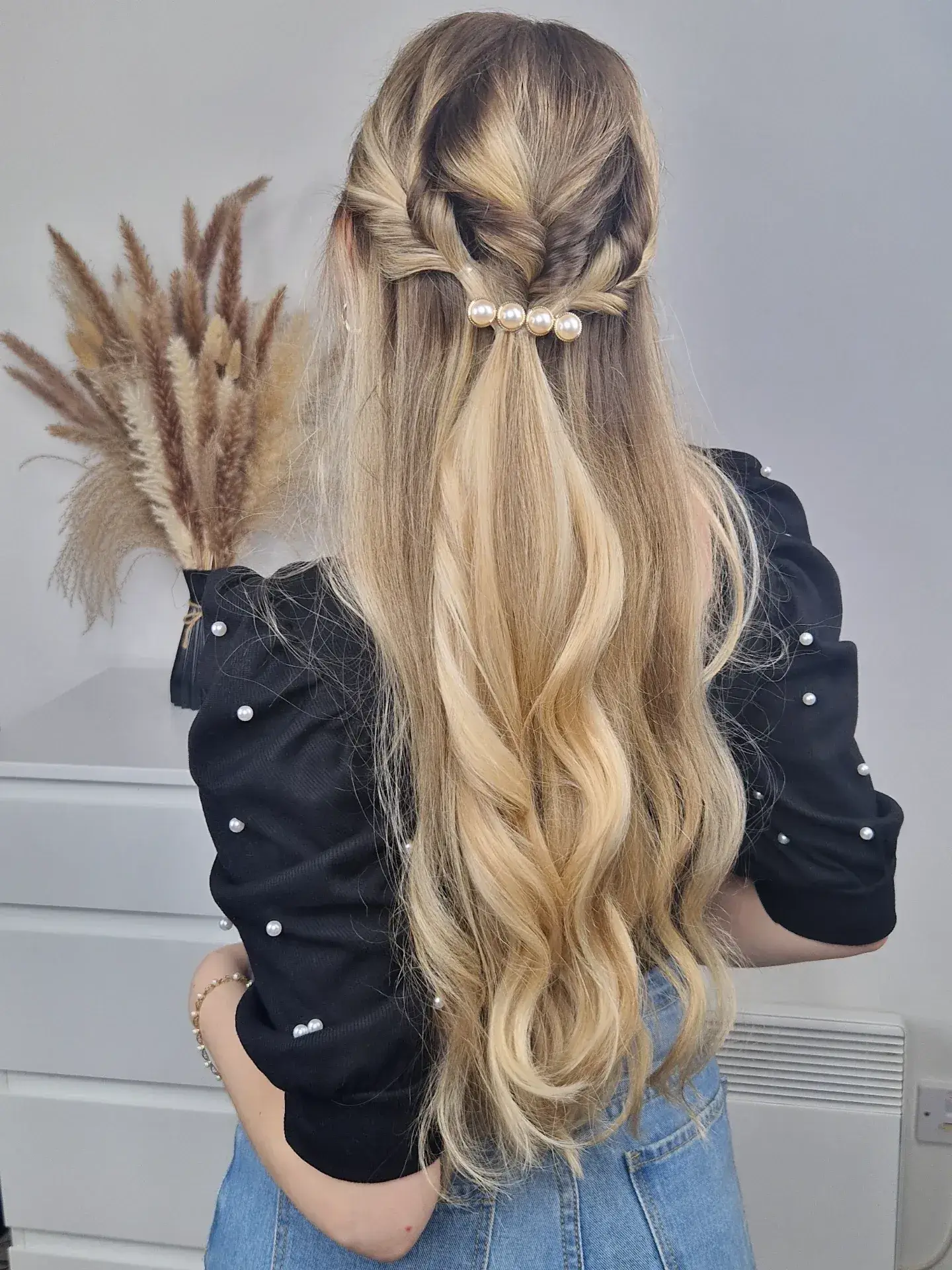 Pearl Clasp Twisted Half Updo