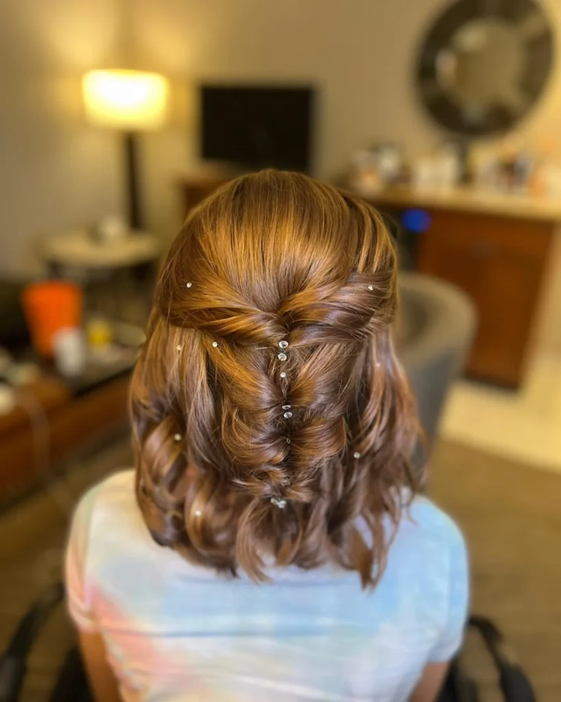 Pearl Detail Twisted Half-Up Updo