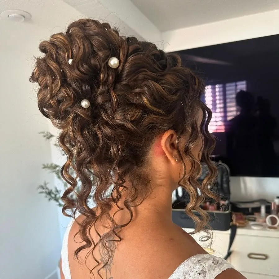 Pearl Pinned Curly Updo