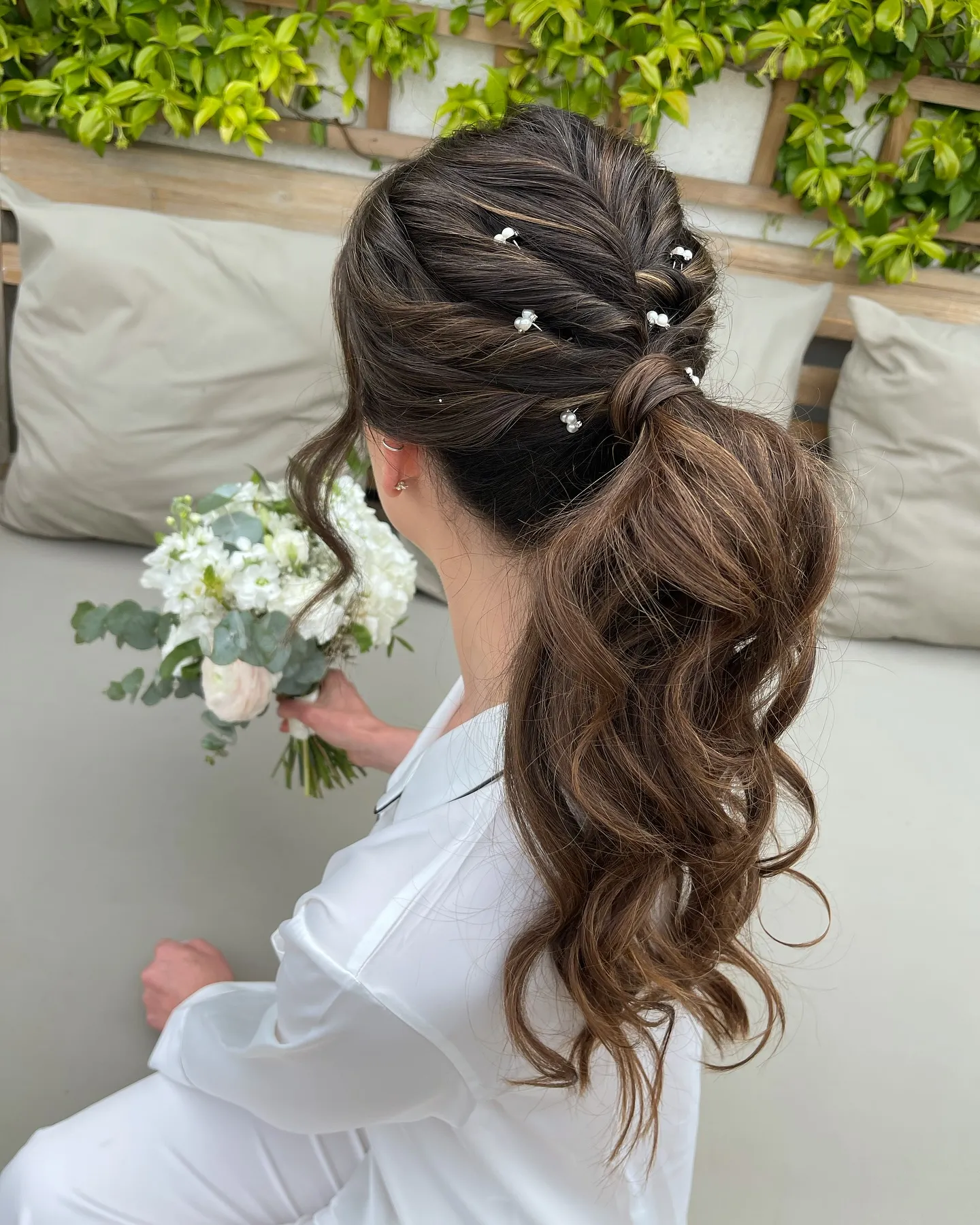 Pearl Studded Brunette Ponytail
