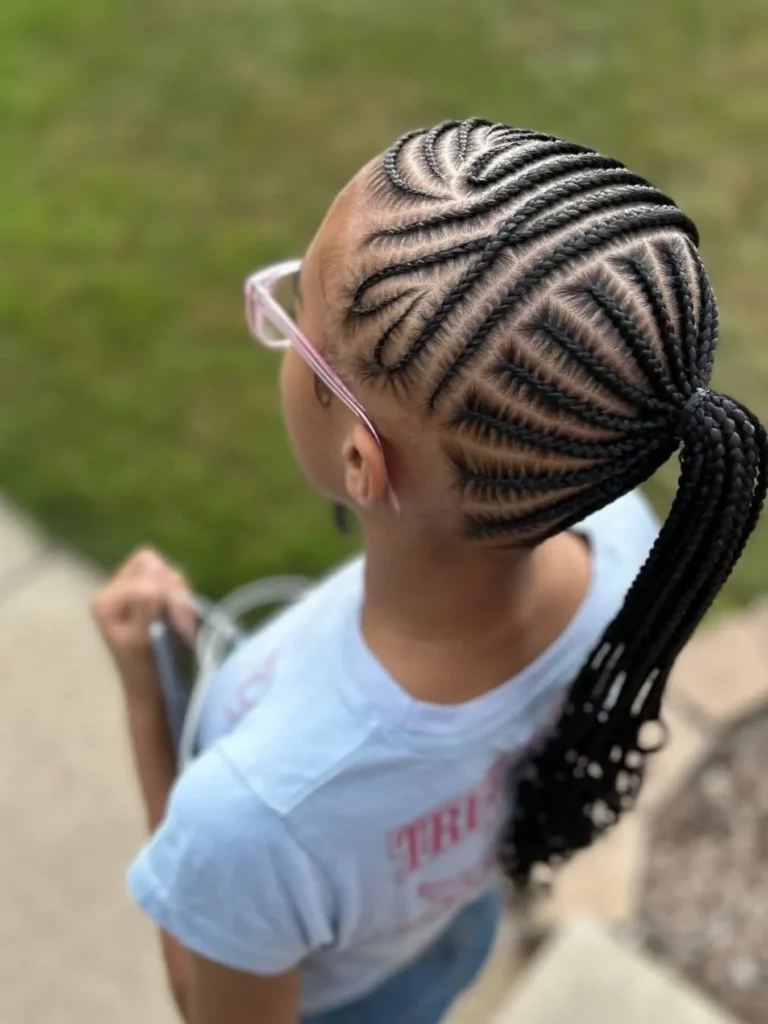 Petal Stitch Cornrow Ponytail