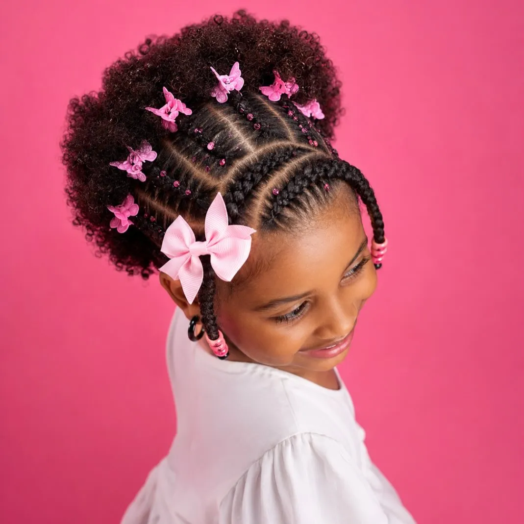 Pink Butterfly Crown Braids